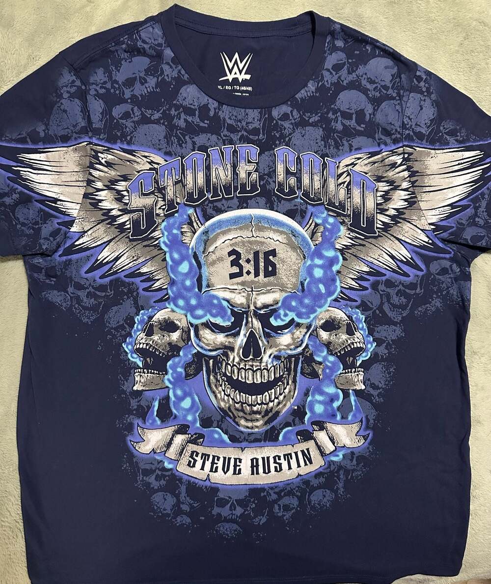 WWE Stone Cold Steve Austin 3:16 Skull Wings Graphic T-Shirt, Size XL